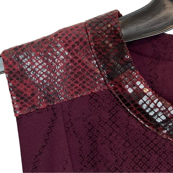 Doncaster Collection Front Zip Sheath Dress animal print leather trim NWT - Picture 2 of 10